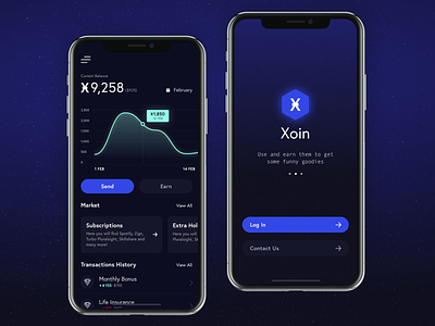 Xoin wallet app app currency custom iphone x mobile ui ui ux design wallet app