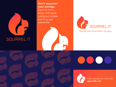 Squirrel It - banking app logo and concept sheet app branding design graphic design illustration logo ui ux vector