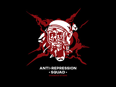 ANTI-REPRESSION SQUAD anarchy chamuco characterdesign design graphicdesign illustration illustrator punk skull vandalism