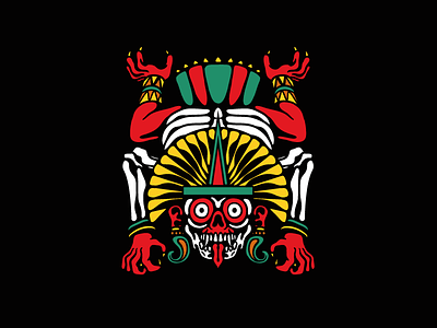 Tzontemoc characterdesign commission illustration logo maya skull