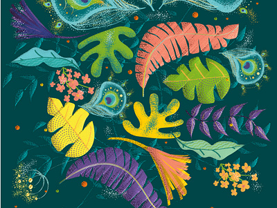Peacock Jungle design graphic illustration pattern vector