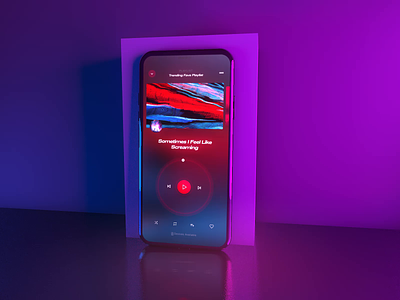 Youtube Music Player 3d animation application cinema4d interface ios iphone lights mobile motion music music player player ui youtube