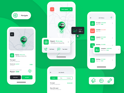 Truckup - iOs application car iphone job maps mobile mobile app navigation repair repairs truck ui ux