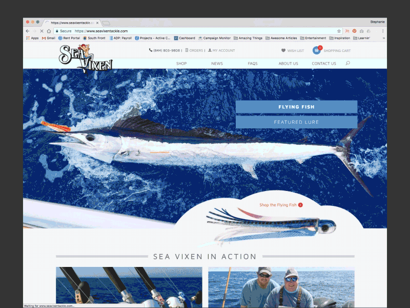 Sea Vixen Tackle Website sea vixen tackle ui website design