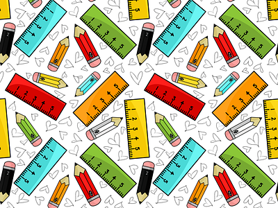 Pencils and Rulers back to school back to school pattern fabric design graphic design illustration school supplies seamless pattern