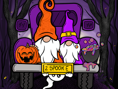 Gnome Halloween Truck gnome illustration graphic design halloween illustration truck illustration