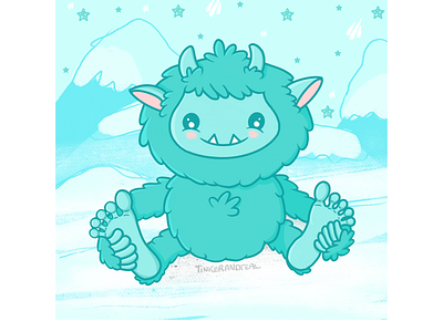 Snow Yeti character design illustration