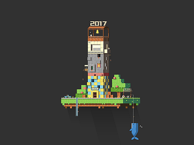 A pixel tower
