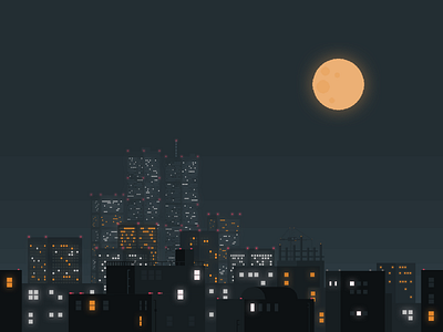 the night of pixel city pixel，city，photoshop，night