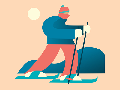 Pink skier hand drawn icon illustration vector