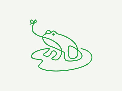 Frog fly frog lilly line logo monoline