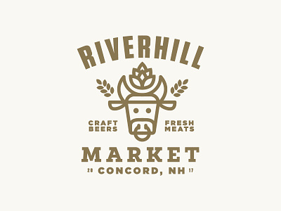 Riverhill beer cow icon illustration logo market meat
