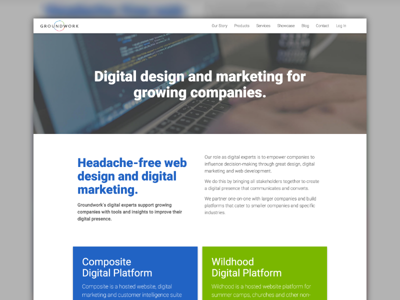New Groundwork Homepage made with invision material design web design wordpress