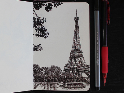 Eiffel Tower Pen Drawing