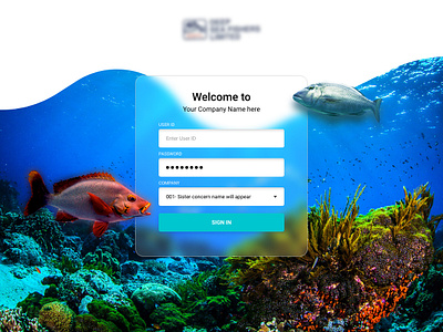 Login Page for Sea fishing company Application deep sea login marine ocean template blue web ui
