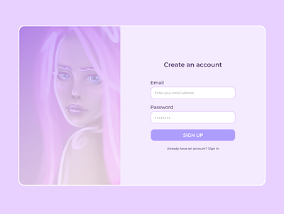 Sign Up Form for Art Website 001 dailyui day one
