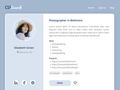 User Profile (CV) for Job Website