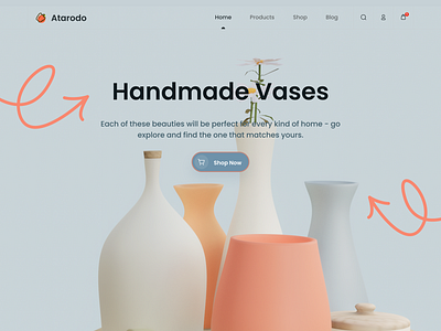 3D Vases (On Hero Section) 3d 3d render 3d vase design figma hero section illustration landing page ui