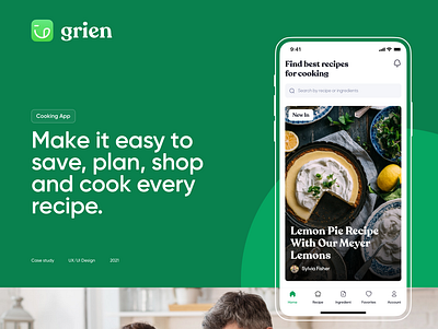 Grien - Cooking App design interface layout ui ux web website