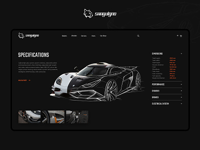 Sanguigno - Specialfications automotive car design details interface layout service showcase ui web website