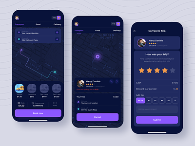Giallo - Ride-hailing app app car delivery design interface layout taxi transport ui ux