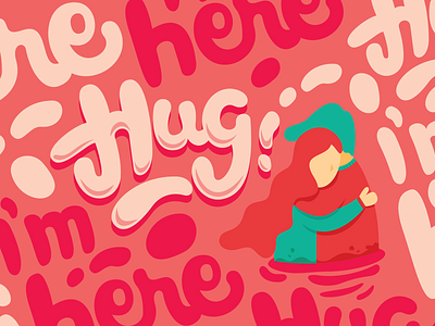 Hug Rebound affinity couple flat flat illustration handlettering hug illustration lettering love vector