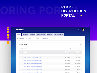 Parts Portal app branding corporate dashboard design home interface portal ui userexperiance userinterface ux web website