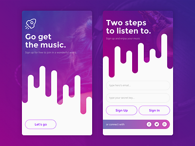 DailyUI #001 - Sign up 001 app daily music sign up ui