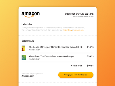 Amazon Receipt designs, themes, templates downloadable graphic elements on Dribbble