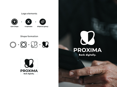 PROXIMA - Bank digitally. Logo concept exploration. bank logos banking fintech logo logo design logo design ideas logo design process logos minimalist logo pictorial mark visual design