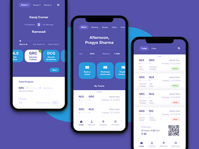 Digital Ticketing - Pune Green Metro Mobile app booking clean flat ios metro mobile qrcode railway ticketing ui ux
