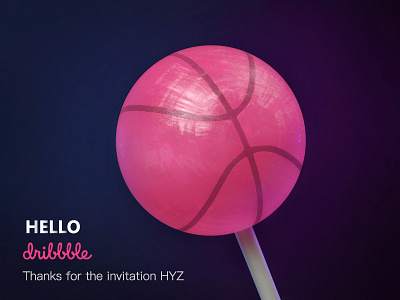 Hello Dribbble candy dribbble hello invite lollipop pink sugar sweet