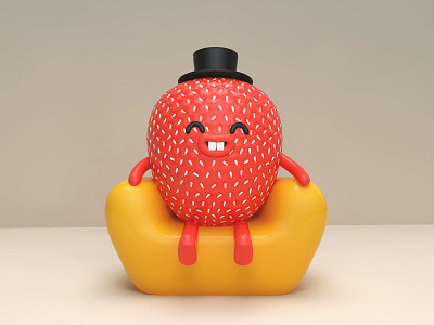 Mr.Strawberry 3d c4d cartoon character cinema 4d strawberry sweet