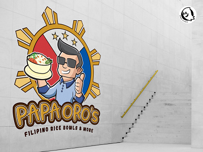 PAPA ORO'S cr creative design food logo philippine reastaurant rice vector