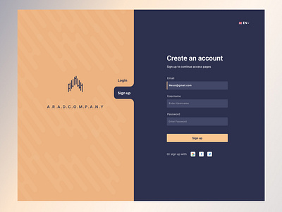 Sign up Page design typography ui ux vector