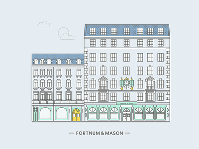 Fortnum & Mason architecture building clock facade fortnums illustration line london window