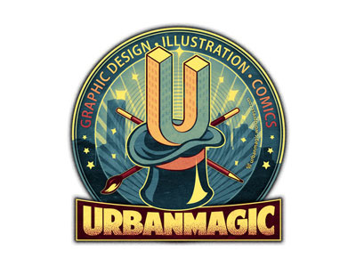 Urbanmagic badge cartoon city comics design draw drawing graphic design graphics hat illustration logo logotype magic urban vector vectors