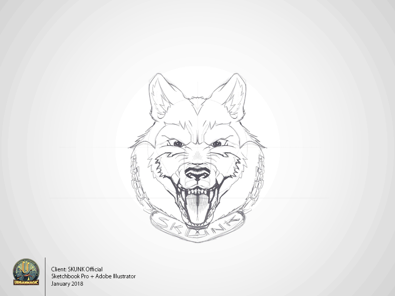 Skunk Animated Process animated gif animation badge design gif graphic design illustration lupo process sketch vector vectors video process wip wolf wolf logo