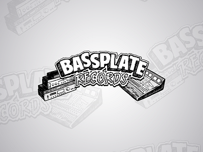 Bassplate Records Logo adobe photoshop cc design felt tip markers halftones handmade handmade type illustration inks logo logotype music logo record label reggae dub typography