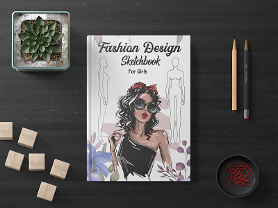 Fashion Design Sketchbook For Girls book cover cover graphic design illustration kdp design