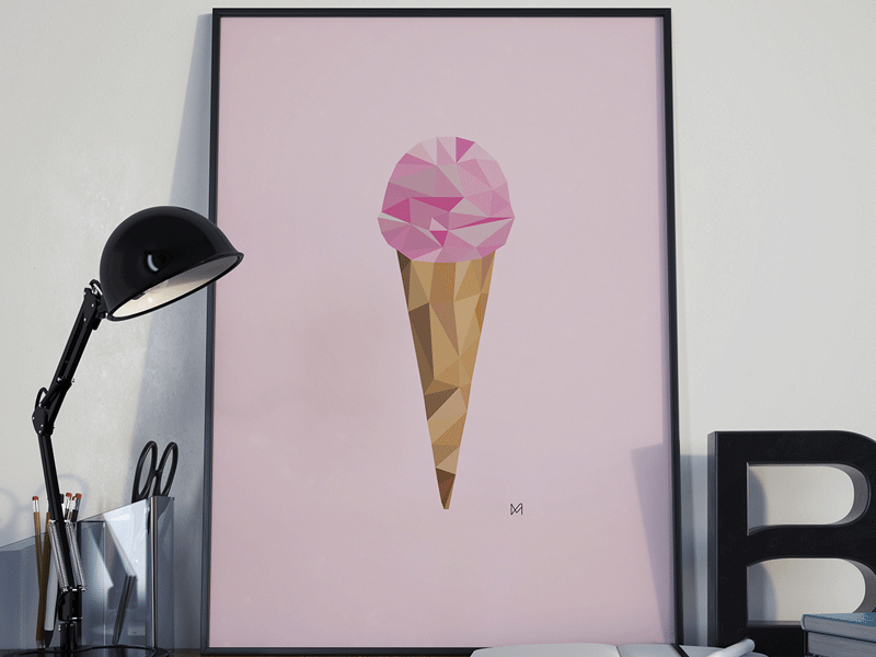 Ice Cream art design graphic design ice cream illustration low poly polyart poster