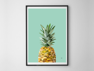 Pineapple art design graphic design illustration low poly pineapple polyart poster