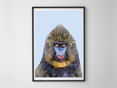 Babbon art babbon design graphic design illustration low poly polyart poster tropical tropical art