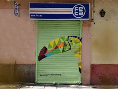 Street Art Pinta Malasaña 2017 graffiti illustration poly art polygon art street art street art madrid tucan tucano urban art
