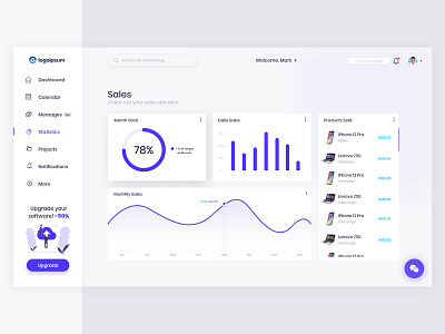 Dashboard - UI Design adobe xd blue chart charts clean dashboard dashboard design graphic design sales statistics ui user interface ux webdesign