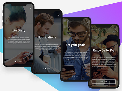 Onboarding for 1% Daily app interface ios iphone x mobile app mobile ui mockup onboarding ui user interface ux