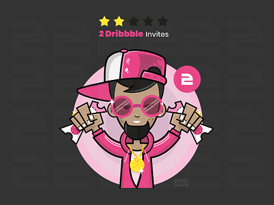 2 Dribbble Invites basketball character illustration entry freebies giveaway illustrations invites pink win