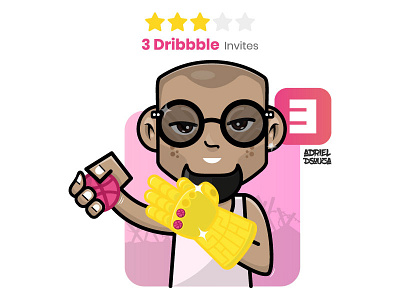 Thanos Dribbble Invites avengers character draft dribbble invites gems giveaway illustration infinity stones pink thanos villan