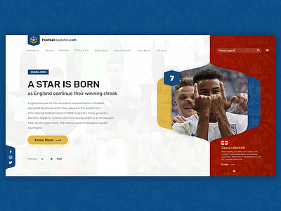 Football Updates Website 3 lions england football jesse lingard russia soccer ui design user experience user interface ux design world cup website