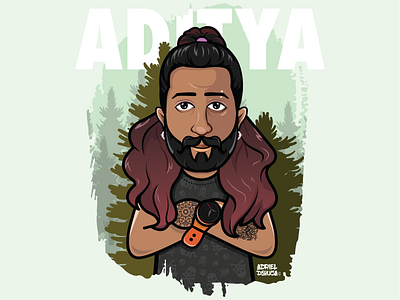 Aditya Shettiyar badass caricature character illustration longhair